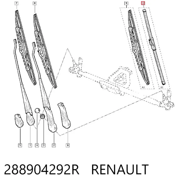 Pióro wycieraczki szyby przedniej, zestaw (2 szt.) 288904292R Renault (RVI)