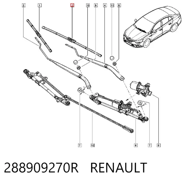 Pióro wycieraczki szyby przedniej kierowcy 288909270R Renault (RVI)