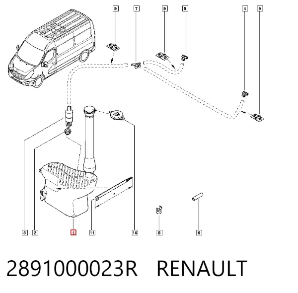 Zbiorniczek spryskiwacza szyb 2891000023R Renault (RVI)