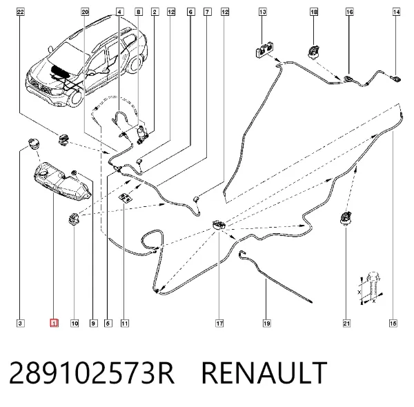 Zbiorniczek spryskiwacza szyb 289102573R Renault (RVI)