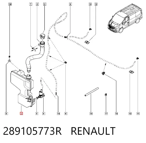 Zbiorniczek spryskiwacza szyb 289105773R Renault (RVI)