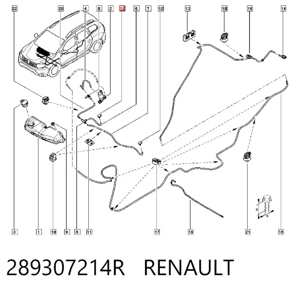 Dysza spryskiwacza szyby przedniej 289307214R Renault (RVI)