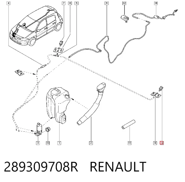 Dysza spryskiwacza szyby przedniej 289309708R Renault (RVI)
