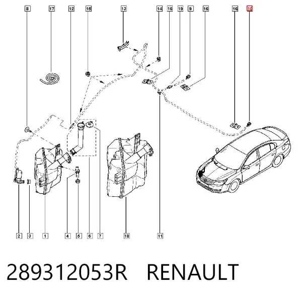 Dysza spryskiwacza szyby przedniej Renault Latitude L7