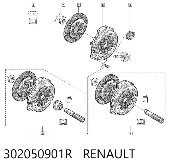 Zestaw sprzęgła (3 części) 302050901R Renault (RVI)