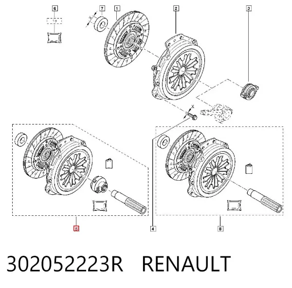 Zestaw sprzęgła (3 części) 302052223R Renault (RVI)