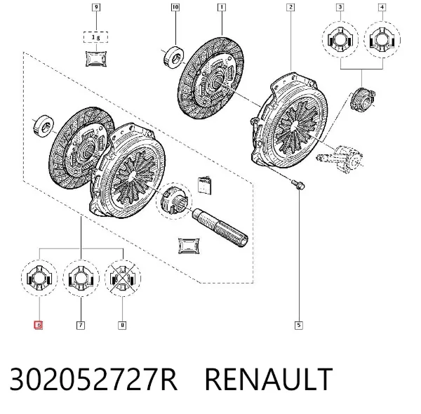 Zestaw sprzęgła (3 części) 302052727R Renault (RVI)