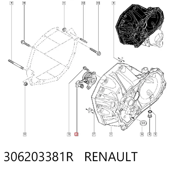 Cylinder roboczy sprzęgła (wysprzęglik) w komplecie z łożyskiem wyciskowym 306203381R Renault (RVI)