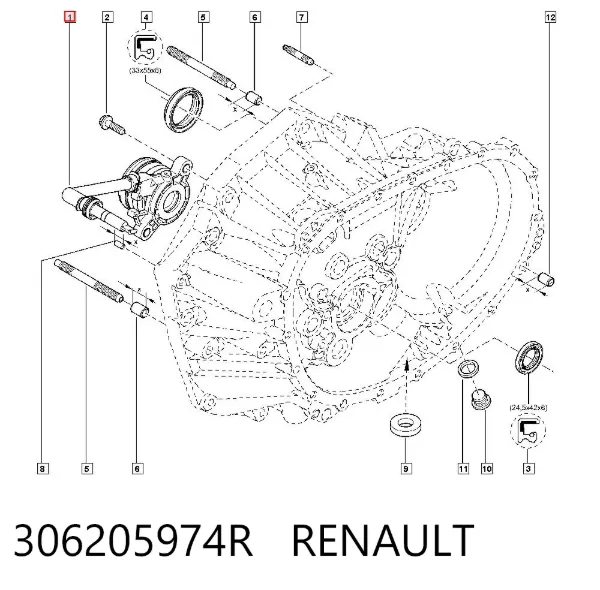 Cylinder roboczy sprzęgła (wysprzęglik) w komplecie z łożyskiem wyciskowym 306205974R Renault (RVI)