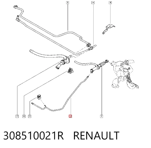 Przewód sprzęgła 308510021R Renault (RVI)