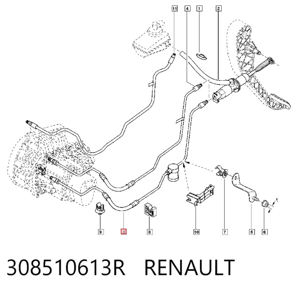 Przewód sprzęgła 308510613R Renault (RVI)