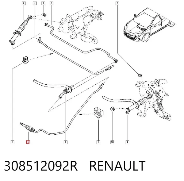 Przewód sprzęgła 308512092R Renault (RVI)