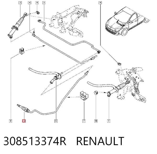 Przewód sprzęgła 308513374R Renault (RVI)