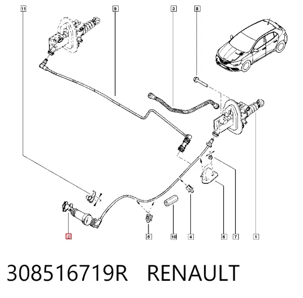 Przewód sprzęgła 308516719R Renault (RVI)