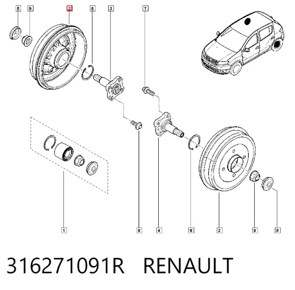 Bęben hamulcowy tylny 316271091R Renault (RVI)