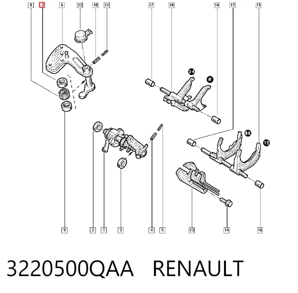 Tuleja mechanizmu zmiany biegów 3220500QAA Renault (RVI)