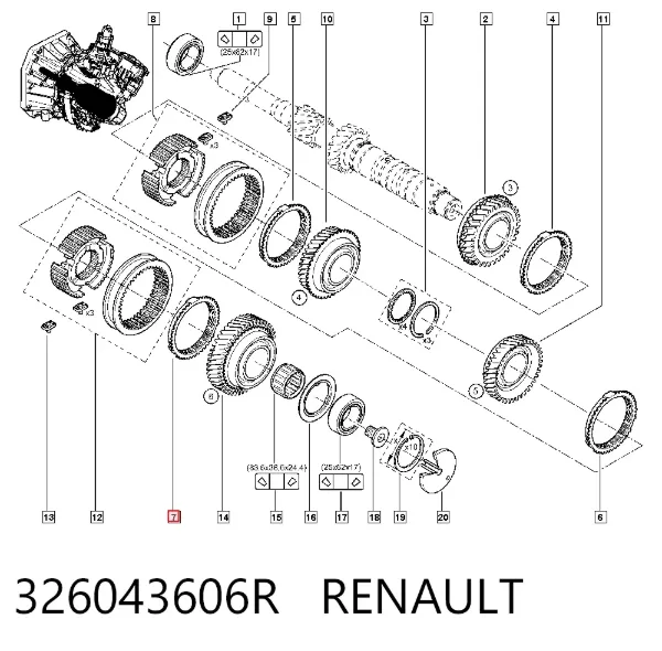 Pierścień synchronizatora 326043606R Renault (RVI)