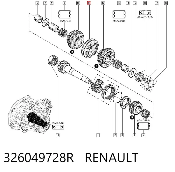 Synchronizator 1/2 biegu 326049728R Renault (RVI)