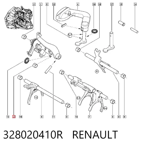Tuleja mechanizmu zmiany biegów Renault Kangoo II