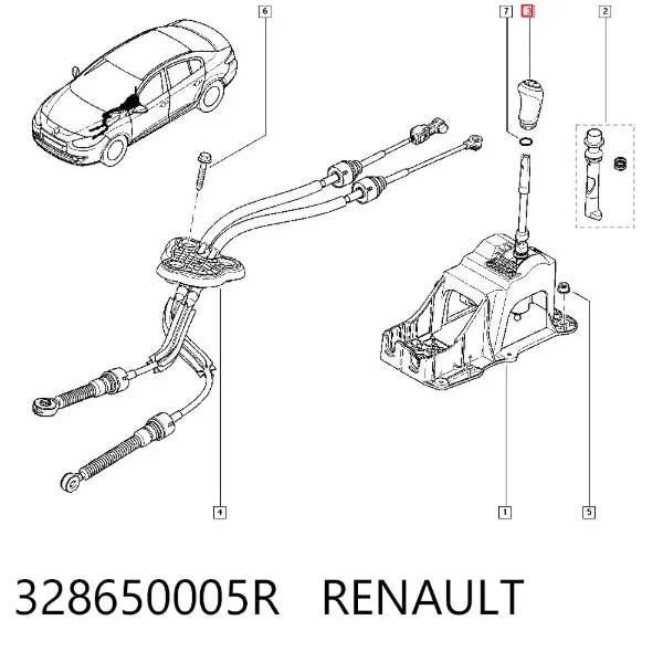 Rękojeść dźwigni biegów 328650005R Renault (RVI)