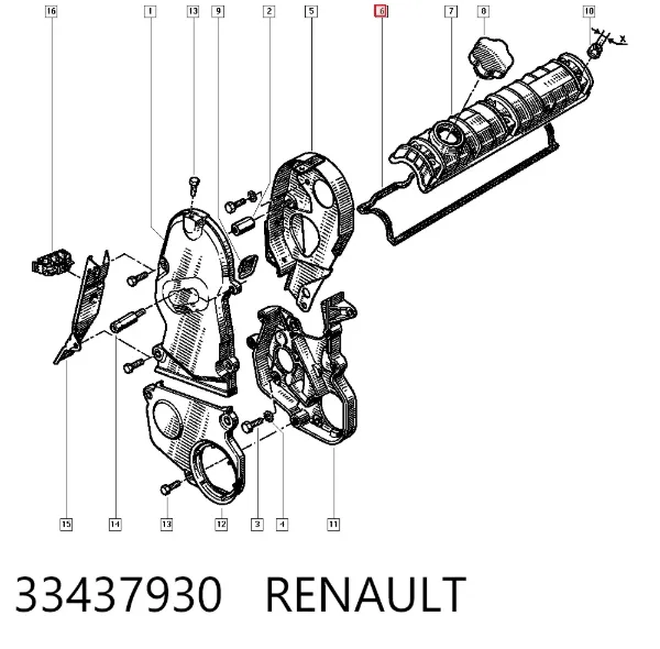 Uszczelka pokrywy zaworowej silnika 33437930 Renault (RVI)