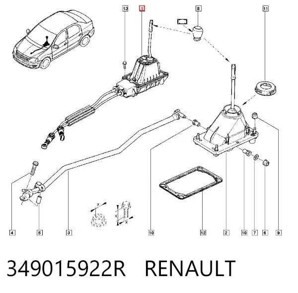 Linka dźwigni zmiany biegów podwójna 349015922R Renault (RVI)