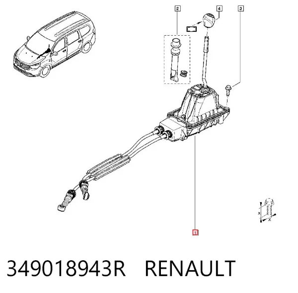 Mechanizm zmiany biegów (cięgno) 349018943R Renault (RVI)