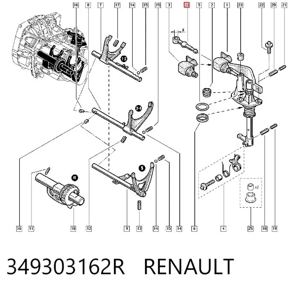 Mechanizm - cięgno zmiany biegów 349303162R Renault (RVI)