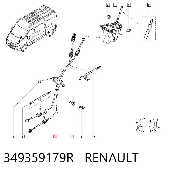 Linka dźwigni zmiany biegów podwójna 349359179R Renault (RVI)