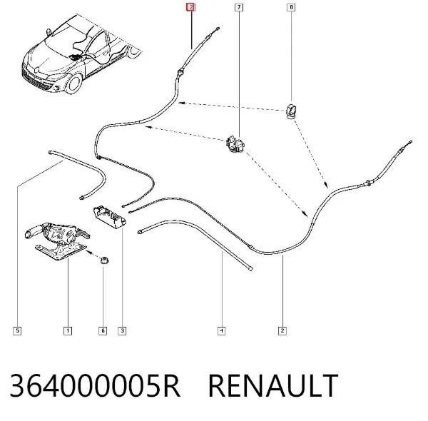 Linka hamulca ręcznego tylna prawa/lewa 364000005R Renault (RVI)