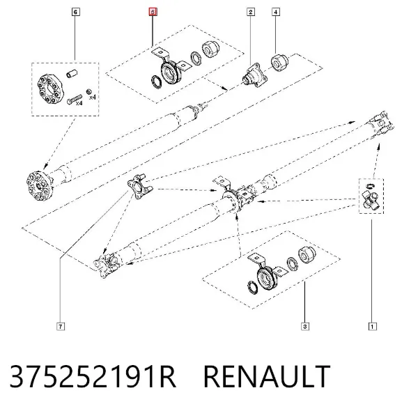 Łożysko podwieszane wału Cardana 375252191R Renault (RVI)