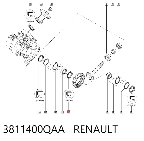 Uszczelniacz skrzyni rozdzielczej tylny wyjściowy 3811400QAA Renault (RVI)