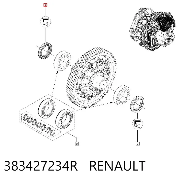 Uszczelniacz półosi mostu przedniego 383427234R Renault (RVI)