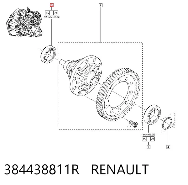Łożysko skrzyni biegów 384438811R Renault (RVI)