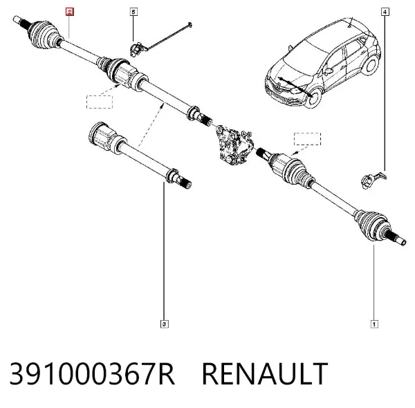 Półoś napędowa przednia prawa 391000367R Renault (RVI)