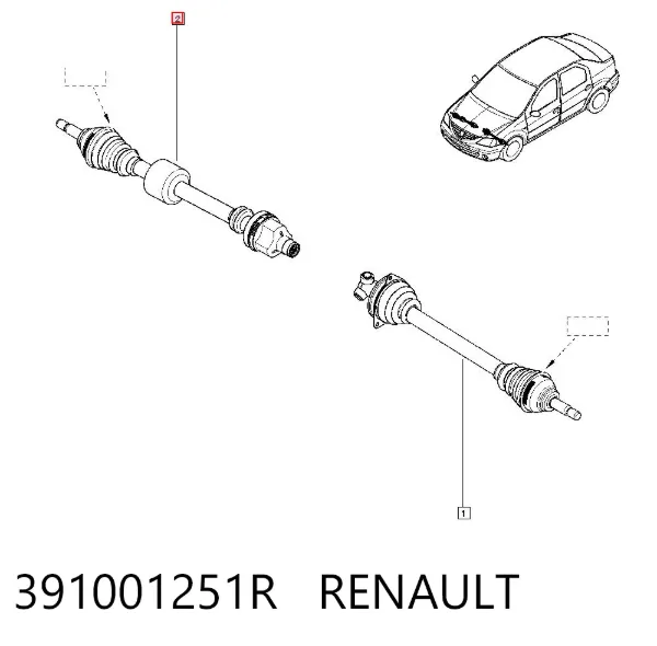 Półoś napędowa przednia prawa 391001251R Renault (RVI)