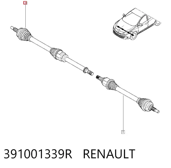 Półoś napędowa przednia prawa 391001339R Renault (RVI)