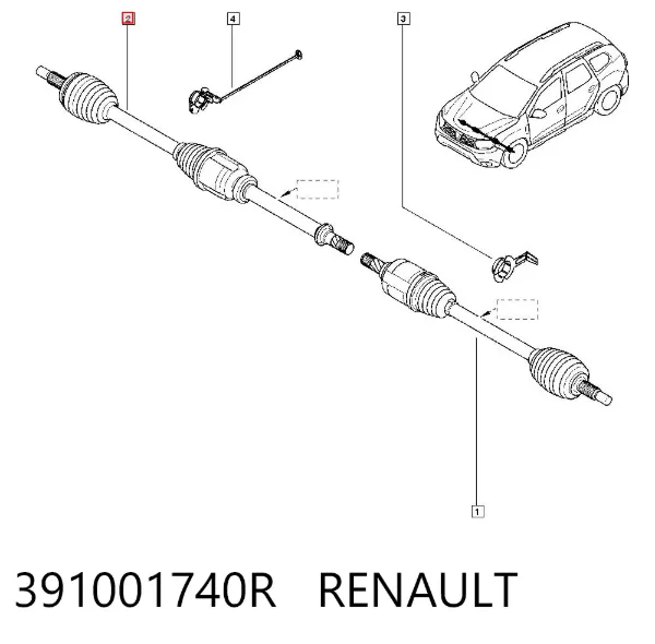 Półoś napędowa przednia prawa 391001740R Renault (RVI)