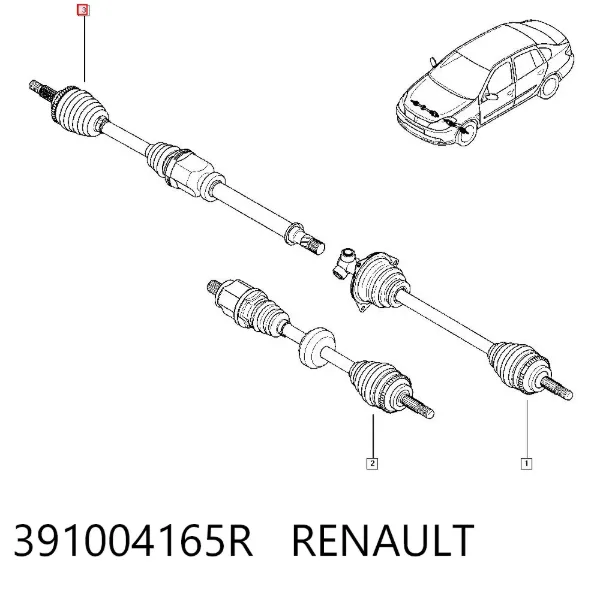 Półoś napędowa przednia prawa 391004165R Renault (RVI)