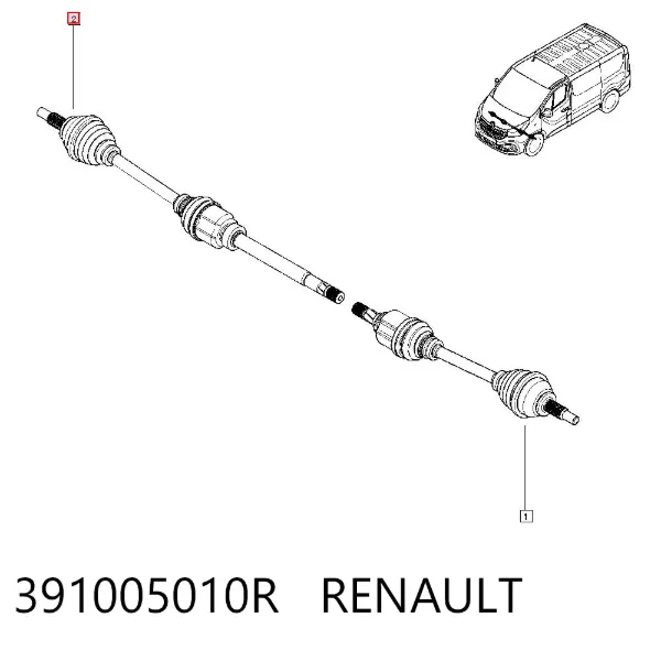 Półoś napędowa przednia prawa 391005010R Renault (RVI)