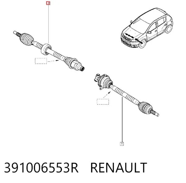 Półoś napędowa przednia prawa 391006553R Renault (RVI)