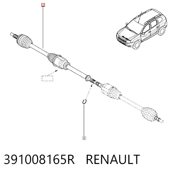 Półoś napędowa przednia prawa 391008165R Renault (RVI)