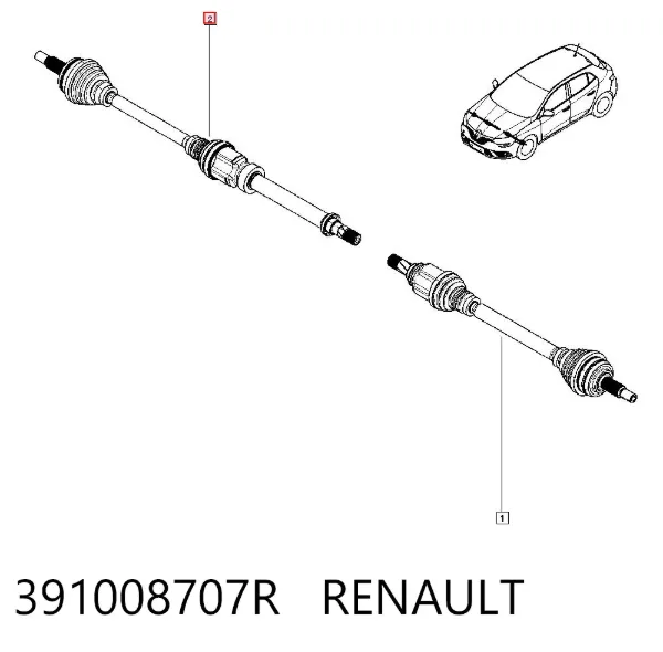 Półoś napędowa przednia prawa 391008707R Renault (RVI)
