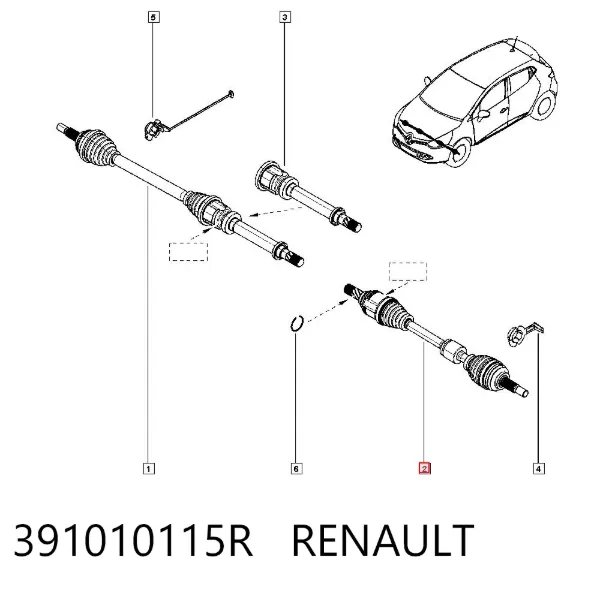Półoś napędowa przednia lewa 391010115R Renault (RVI)