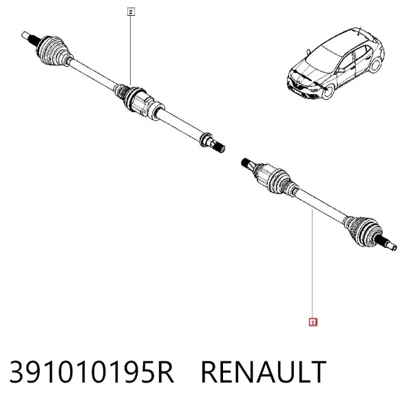Półoś napędowa przednia lewa 391010195R Renault (RVI)