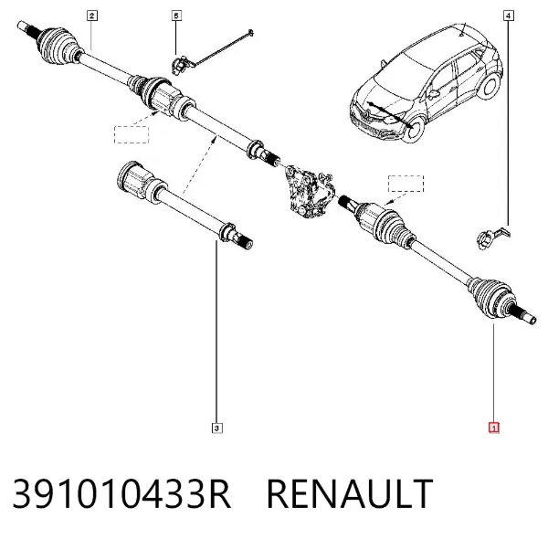 Półoś napędowa przednia lewa 391010433R Renault (RVI)