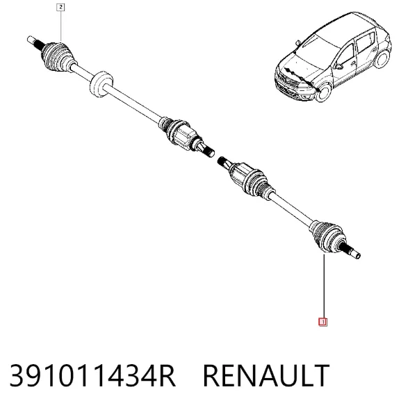 Półoś napędowa przednia lewa 391011434R Renault (RVI)