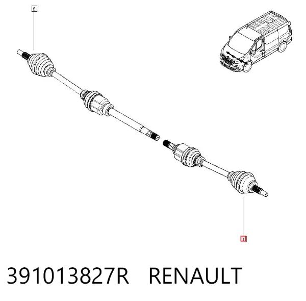 Półoś napędowa przednia lewa 391013827R Renault (RVI)
