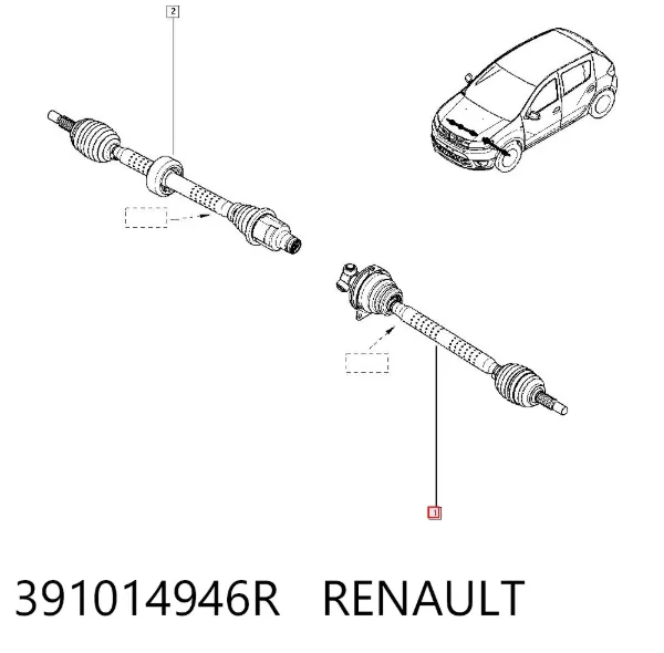 Półoś napędowa przednia lewa 391014946R Renault (RVI)