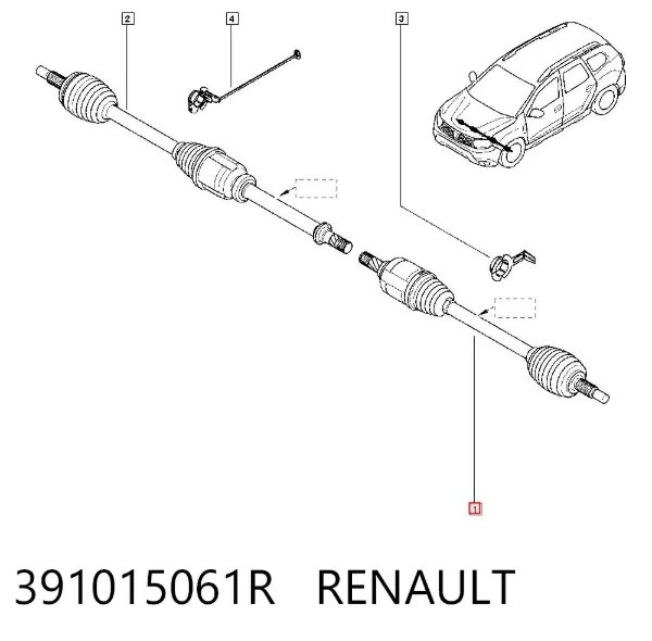 Półoś napędowa przednia lewa 391015061R Renault (RVI)